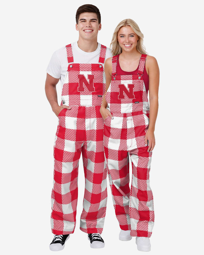 Nebraska Cornhuskers Mens Plaid Bib Overalls FOCO - FOCO.com