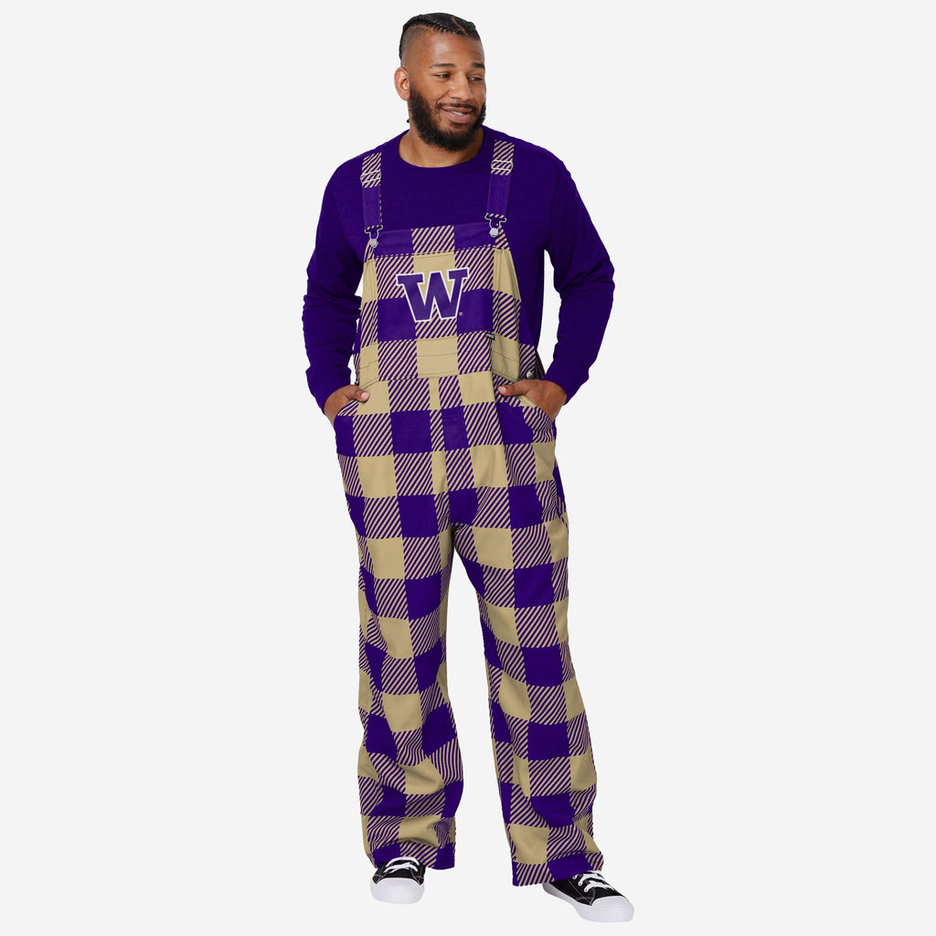 Washington Huskies Mens Plaid Bib Overalls FOCO S - FOCO.com