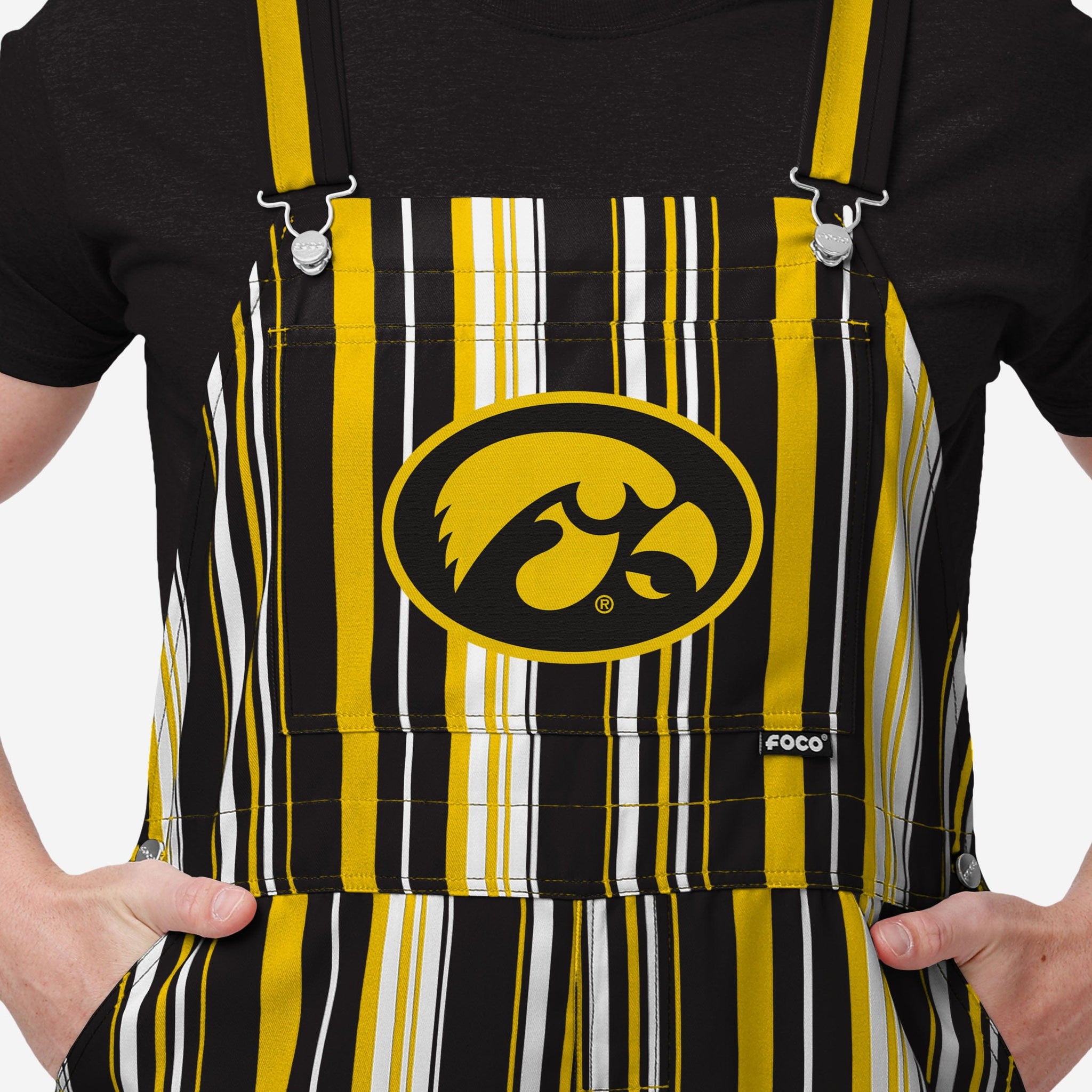 FOCO Pittsburgh Steelers Womens Hyper Stripe Bib Overalls, Size: M