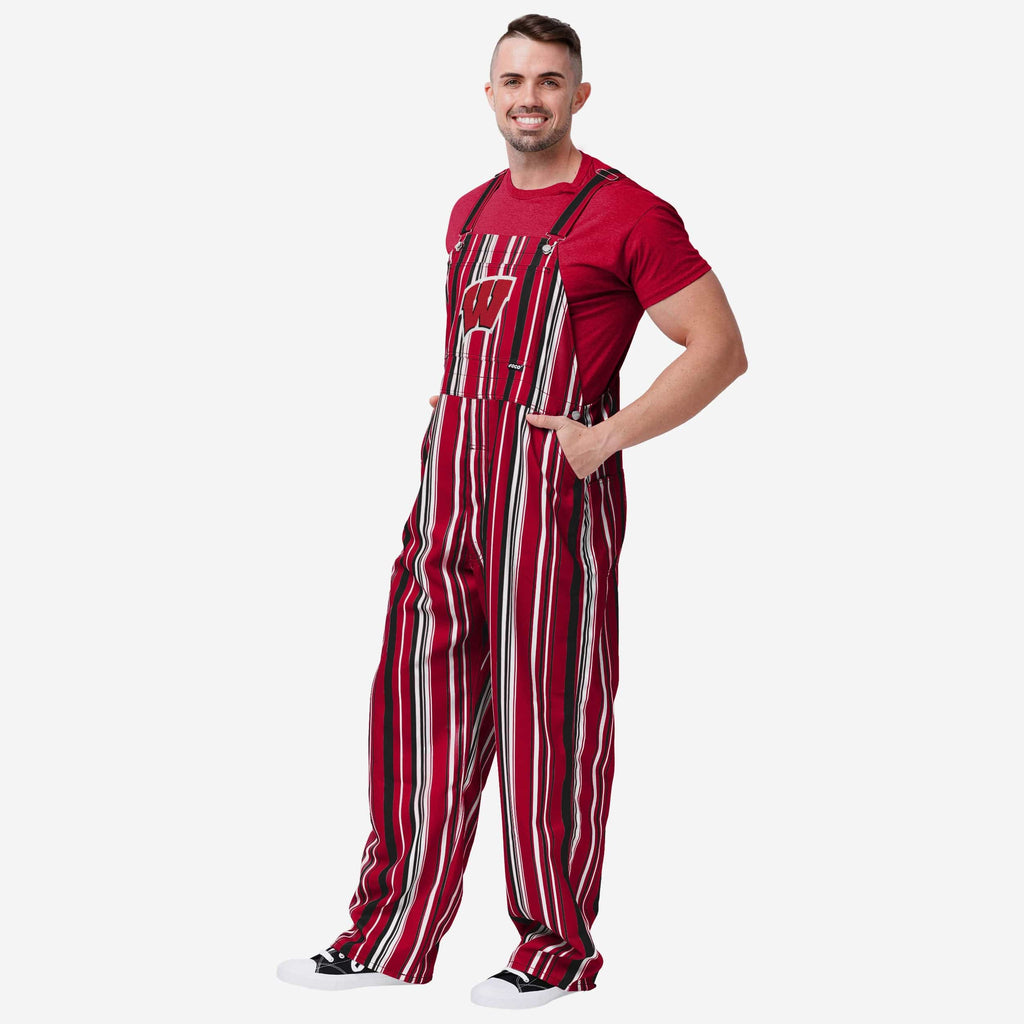 Wisconsin Badgers Mens Hyper Stripe Bib Overalls FOCO S - FOCO.com