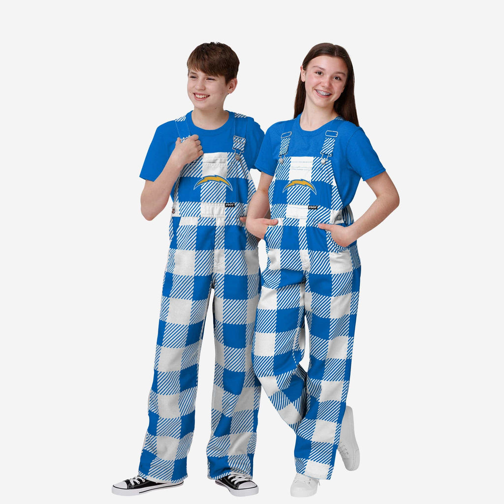 Los Angeles Chargers Buffalo Youth Plaid Bib Overalls FOCO 8 (S) - FOCO.com