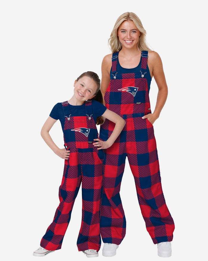 New England Patriots Buffalo Youth Plaid Bib Overalls FOCO - FOCO.com