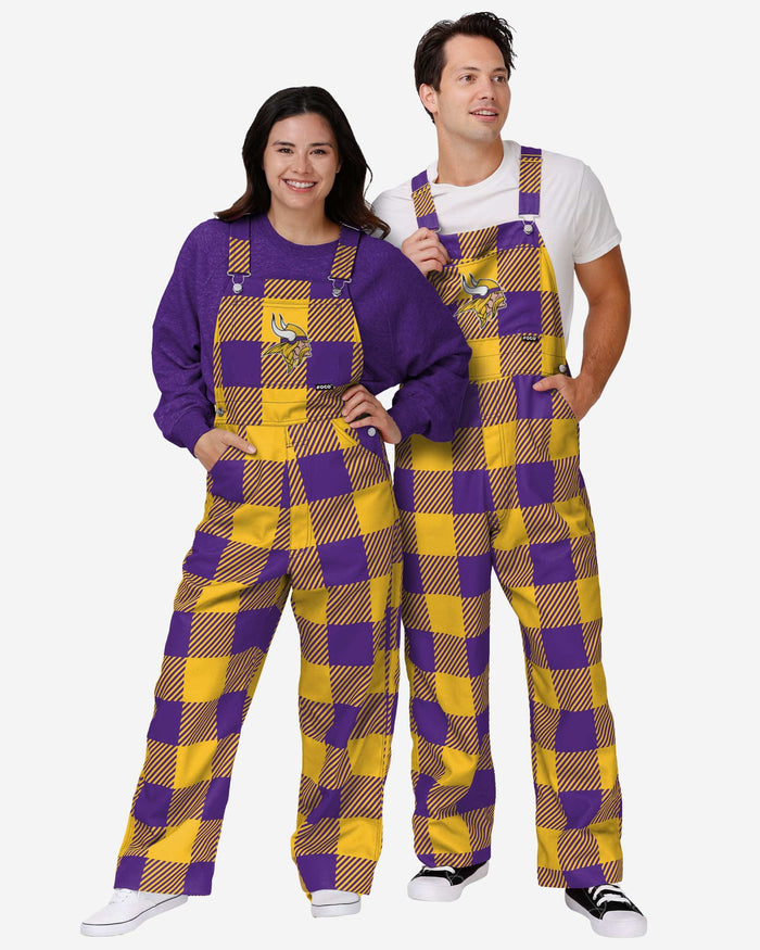 Minnesota Vikings Mens Plaid Bib Overalls FOCO - FOCO.com