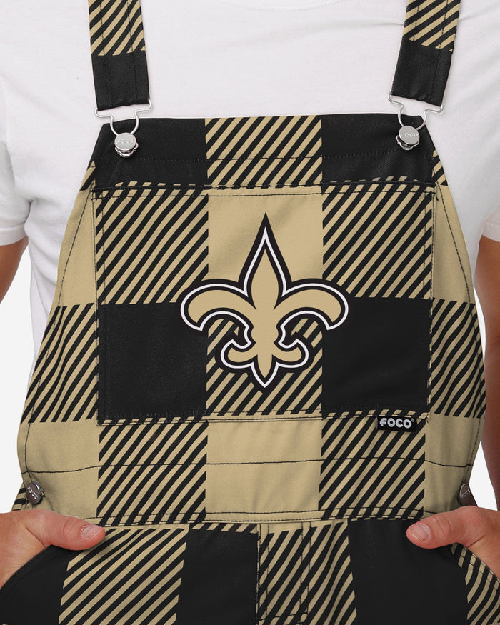 New Orleans Saints Mens Plaid Bib Overalls FOCO - FOCO.com