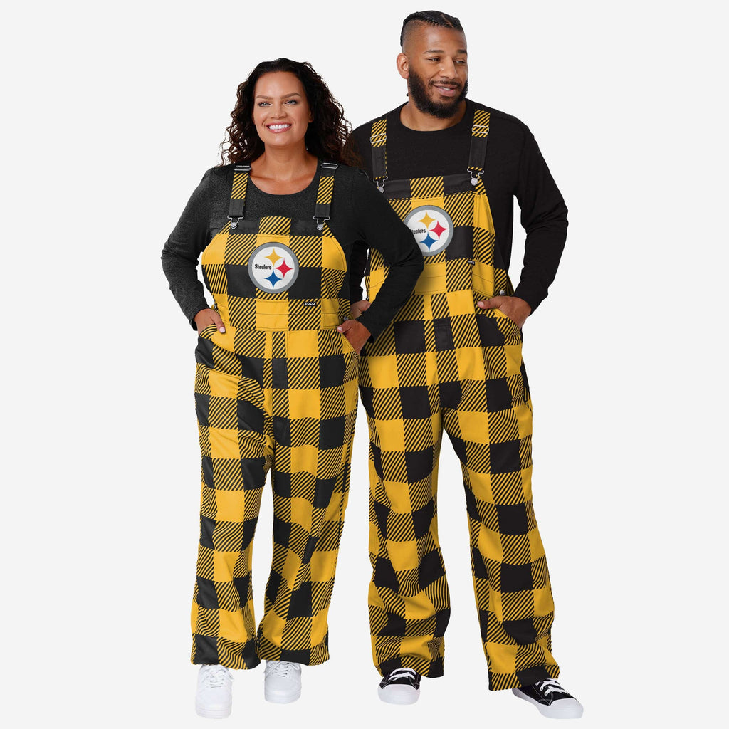 Pittsburgh Steelers Mens Plaid Bib Overalls FOCO