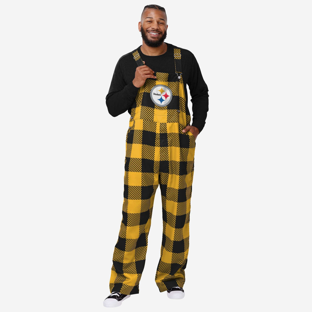 Pittsburgh Steelers Mens Plaid Bib Overalls FOCO S - FOCO.com