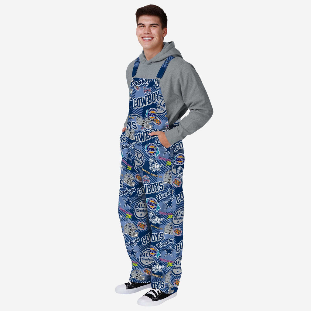 Dallas Cowboys Mens Historic Print Bib Overalls FOCO S - FOCO.com