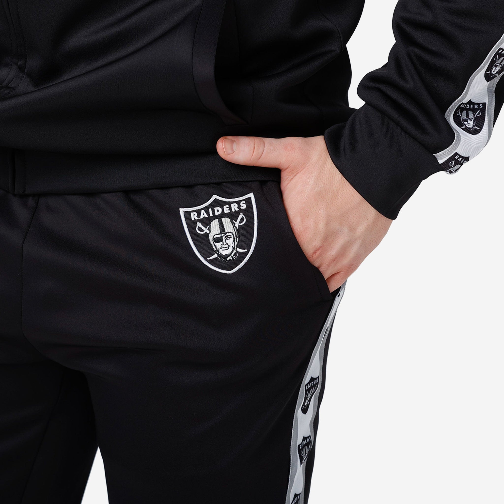 FOCO Las Vegas Raiders NFL Mens Stripe Logo Track Pants