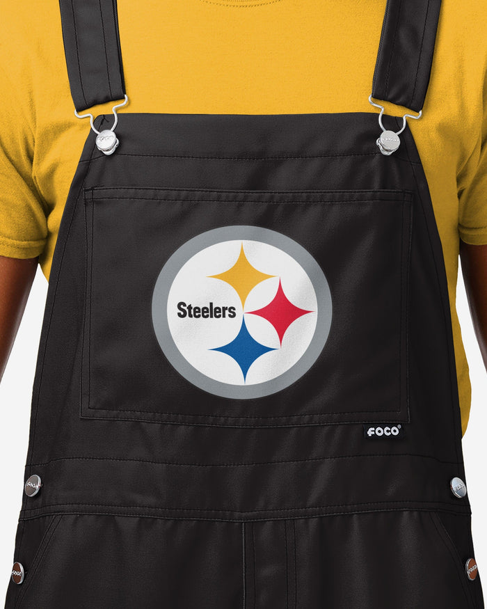 Pittsburgh Steelers Mens Solid Wordmark Bib Overalls FOCO - FOCO.com