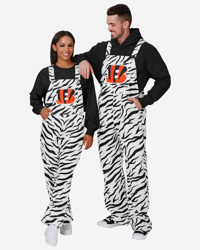 FOCO Cincinnati Bengals Mens Tiger Stripe Thematic Bib Overalls, Mens Size: L