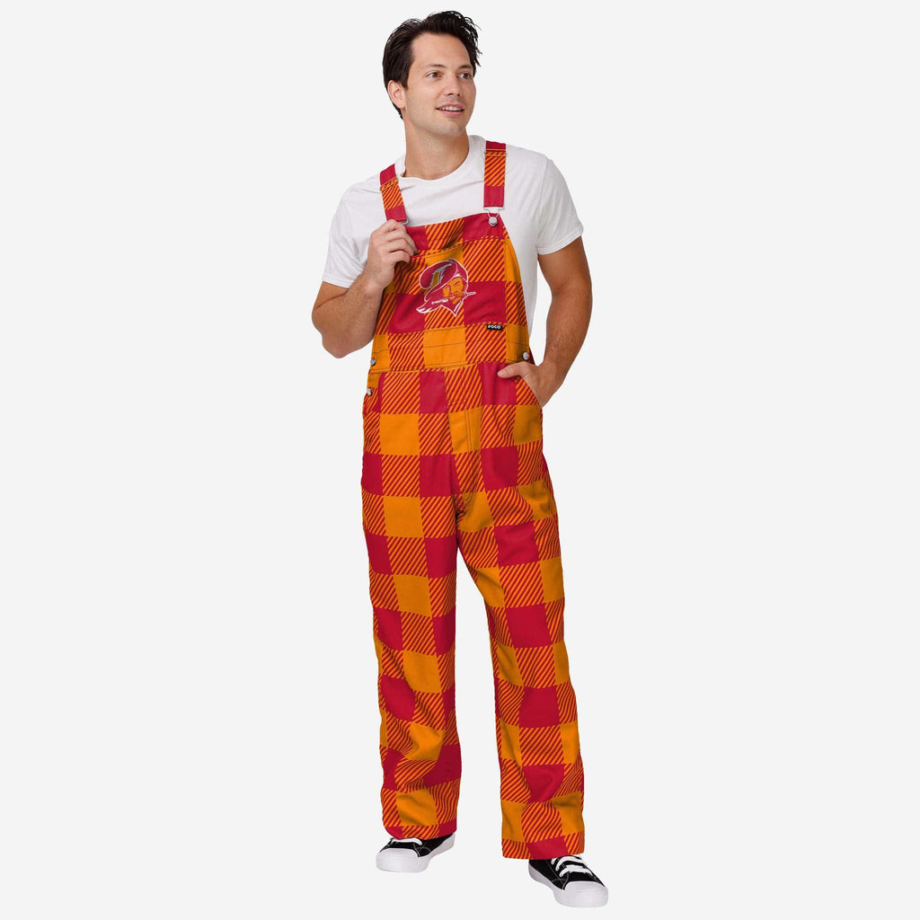 Tampa Bay Buccaneers Mens Creamsicle Plaid Thematic Bib Overalls FOCO S - FOCO.com