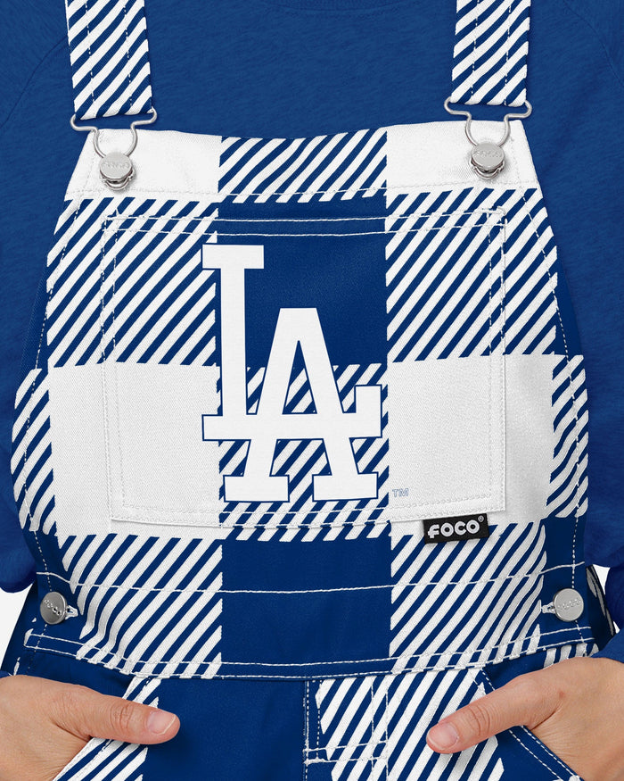 Los Angeles Dodgers Womens Plaid Bib Overalls FOCO - FOCO.com