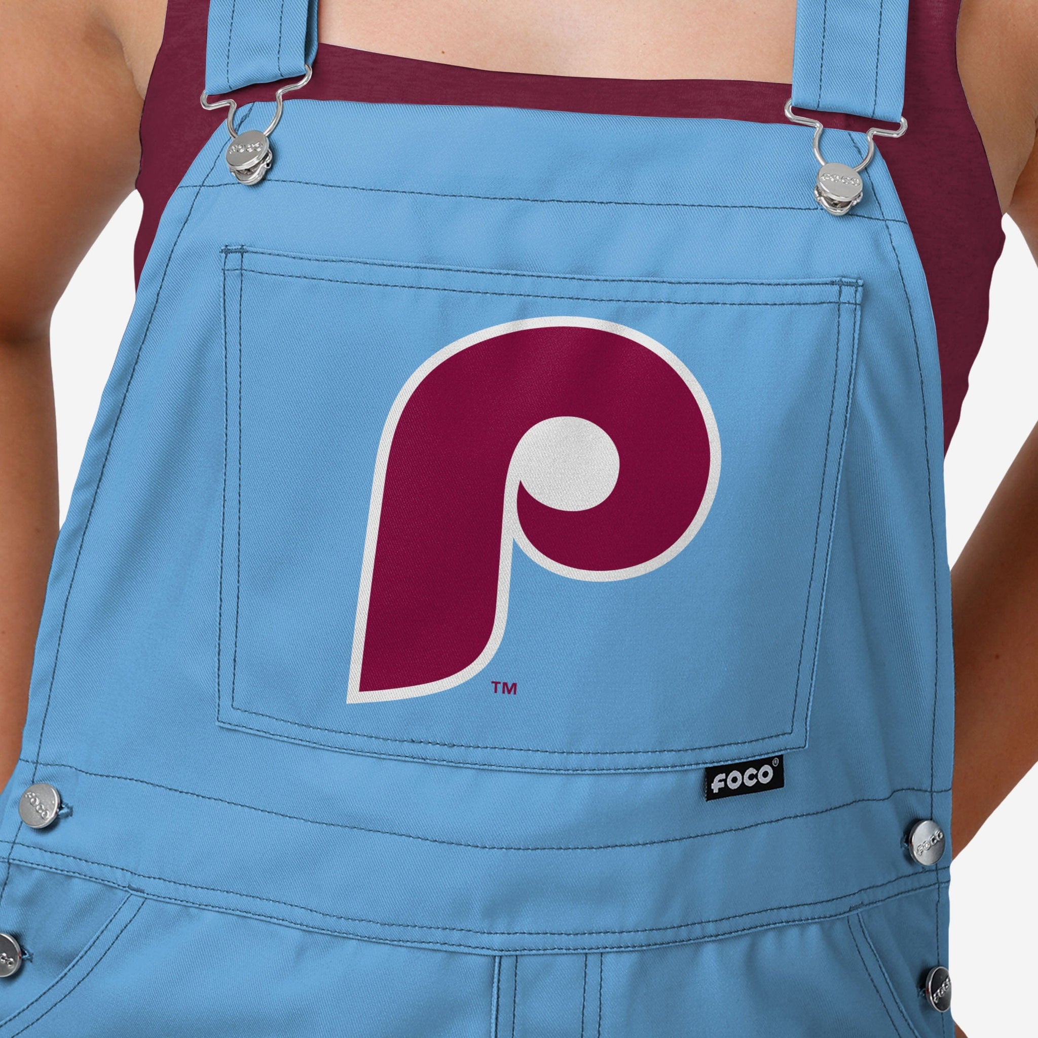 FOCO Philadelphia Phillies Womens Pinstripe Bib Overalls, Size: M