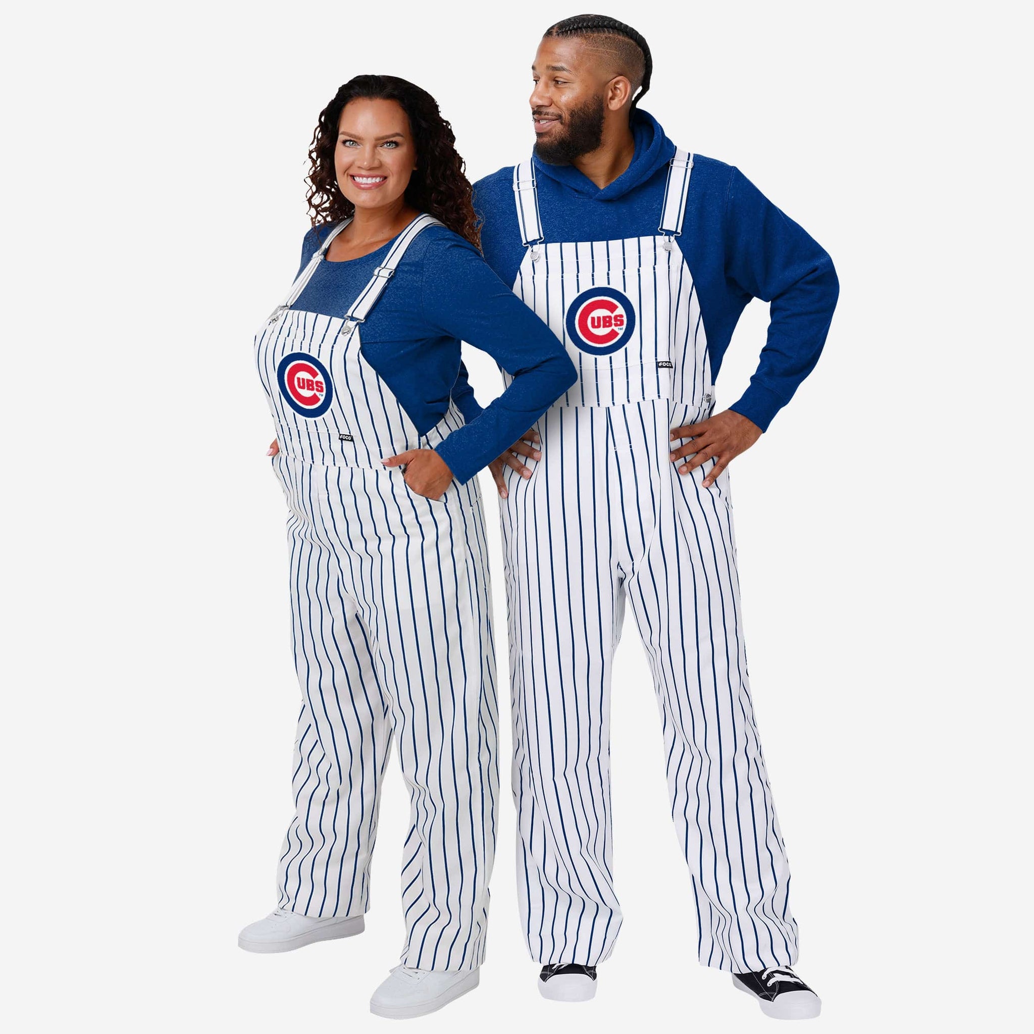FOCO Chicago Cubs Womens Pinstripe Bib Overalls, Size: M