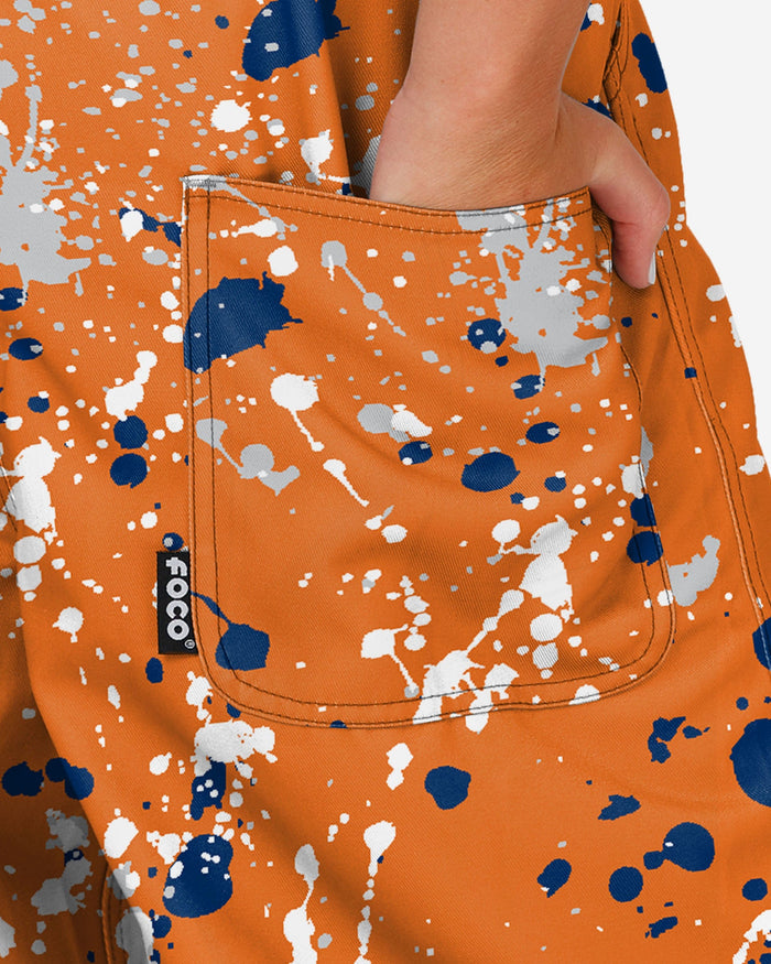 Houston Astros Womens Paint Splatter Bib Overalls FOCO - FOCO.com