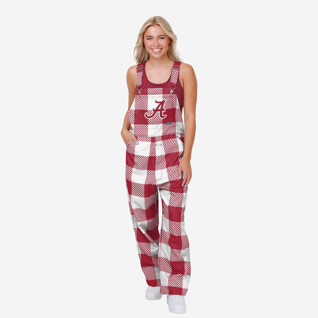 Alabama Crimson Tide Womens Plaid Bib Overalls FOCO