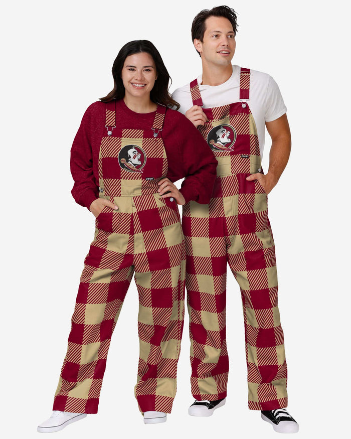 Florida State Seminoles Womens Plaid Bib Overalls FOCO - FOCO.com