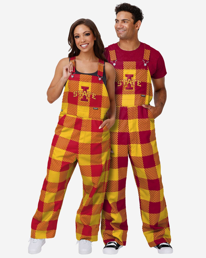 Iowa State Cyclones Womens Plaid Bib Overalls FOCO - FOCO.com