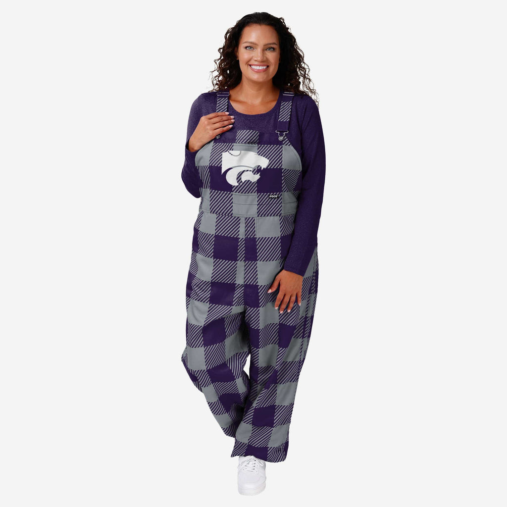 Kansas State Wildcats Womens Plaid Bib Overalls FOCO XS - FOCO.com