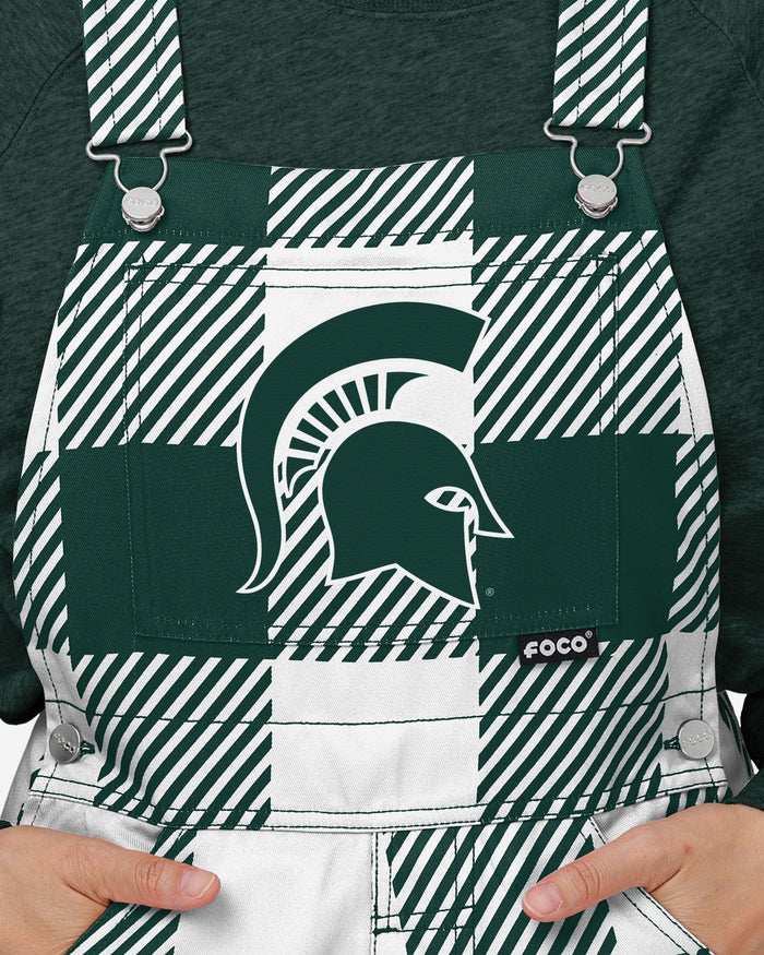 Michigan State Spartans Womens Plaid Bib Overalls FOCO - FOCO.com