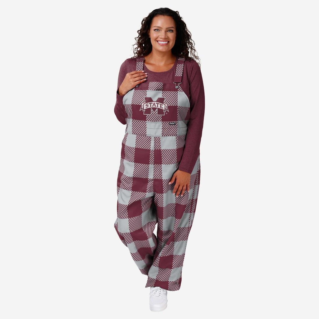 Mississippi State Bulldogs Womens Plaid Bib Overalls FOCO XS - FOCO.com