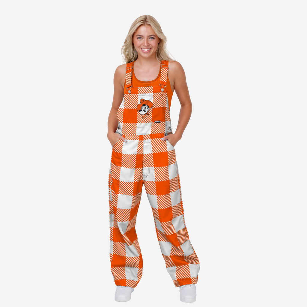 Oklahoma State Cowboys Womens Plaid Bib Overalls FOCO