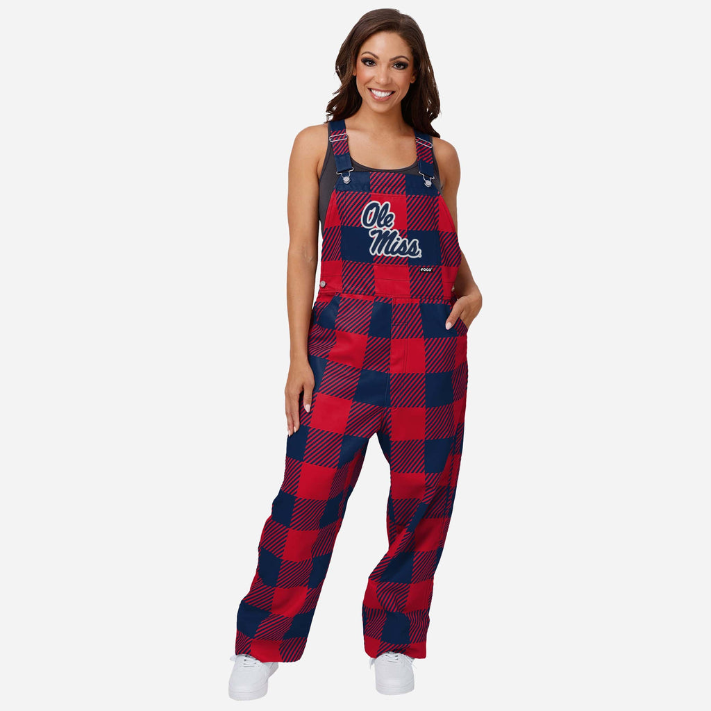 Ole Miss Rebels Womens Plaid Bib Overalls FOCO