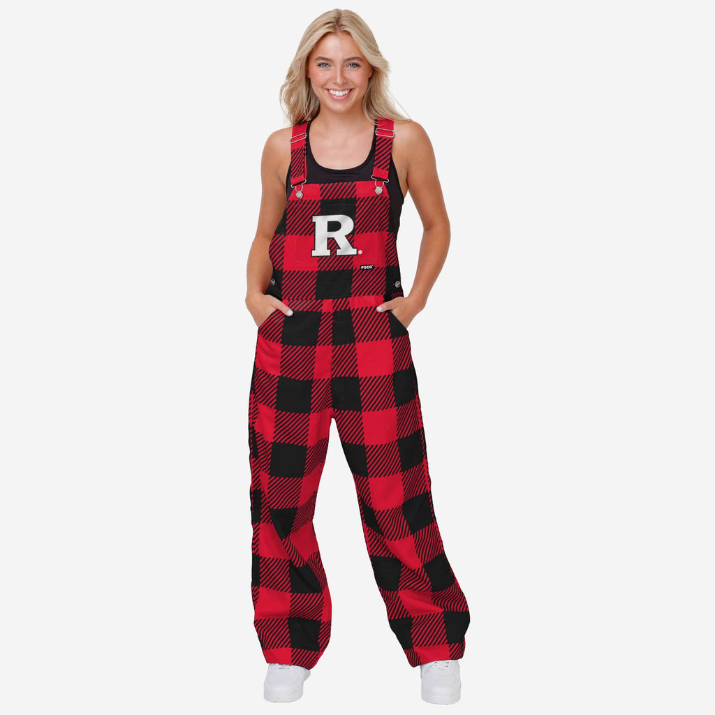 Rutgers Scarlet Knights Womens Plaid Bib Overalls FOCO XS - FOCO.com