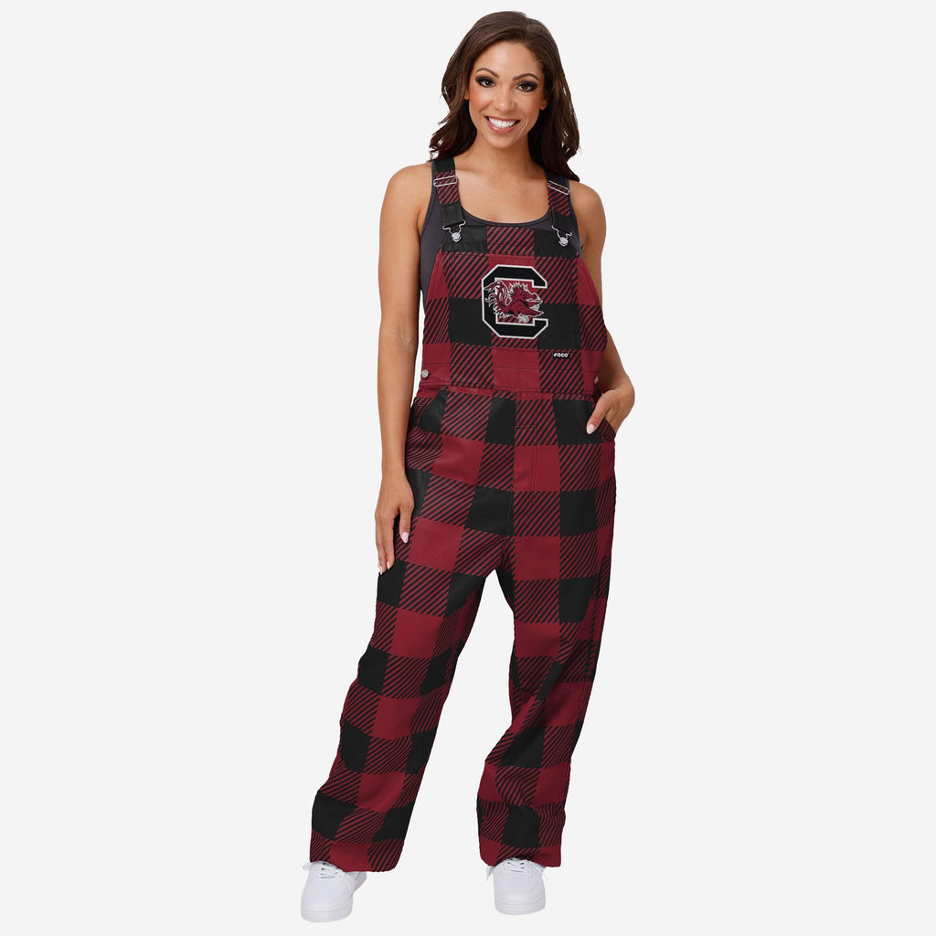 South Carolina Gamecocks Womens Plaid Bib Overalls FOCO XS - FOCO.com