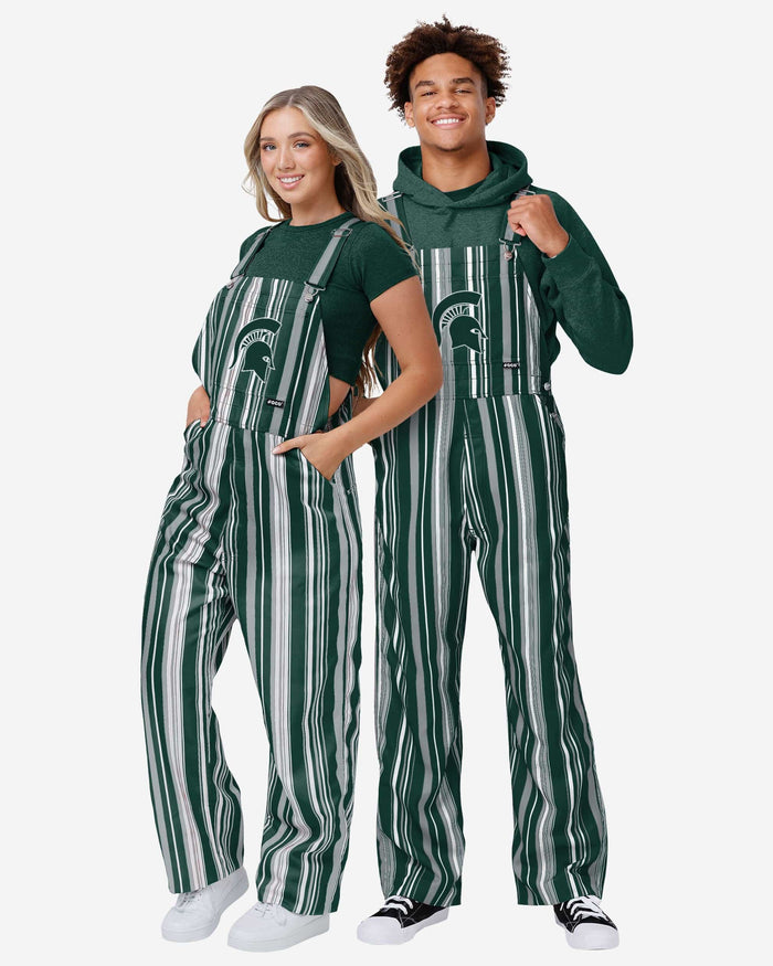 Michigan State Spartans Womens Hyper Stripe Bib Overalls FOCO - FOCO.com