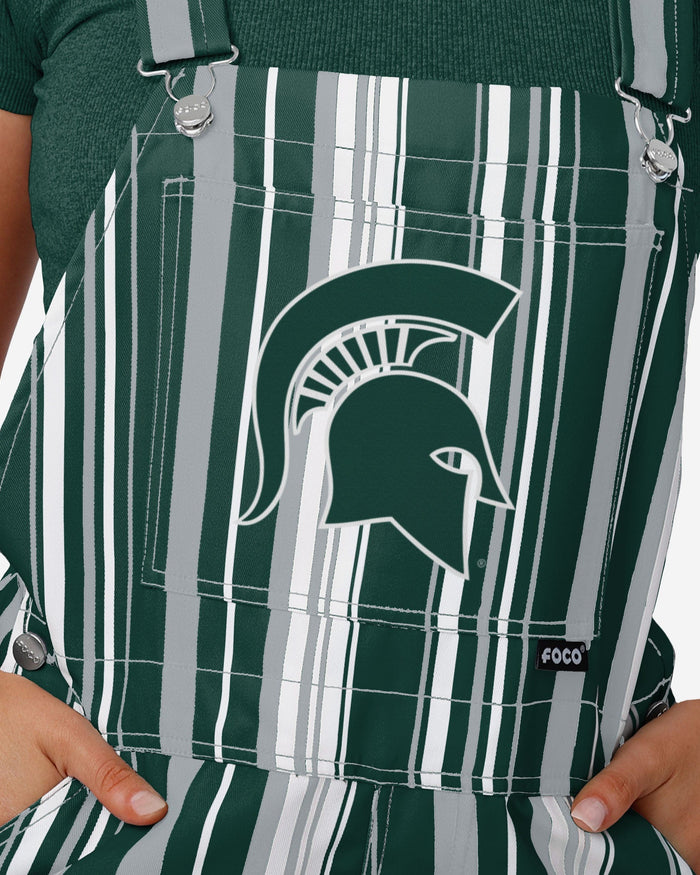 Michigan State Spartans Womens Hyper Stripe Bib Overalls FOCO - FOCO.com