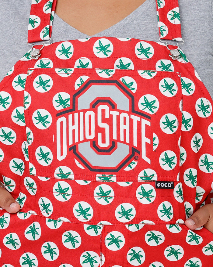 Ohio State Buckeyes Womens Leaf Thematic Bib Overalls FOCO - FOCO.com