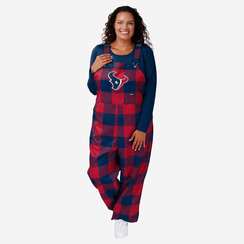 Houston Texans Womens Plaid Bib Overalls FOCO