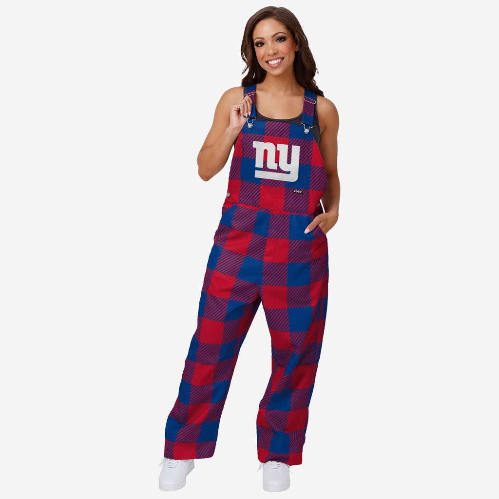 New York Giants Womens Plaid Bib Overalls FOCO XS - FOCO.com