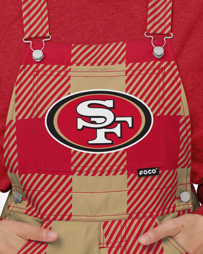 San Francisco 49ers Womens Plaid Bib Overalls FOCO - FOCO.com