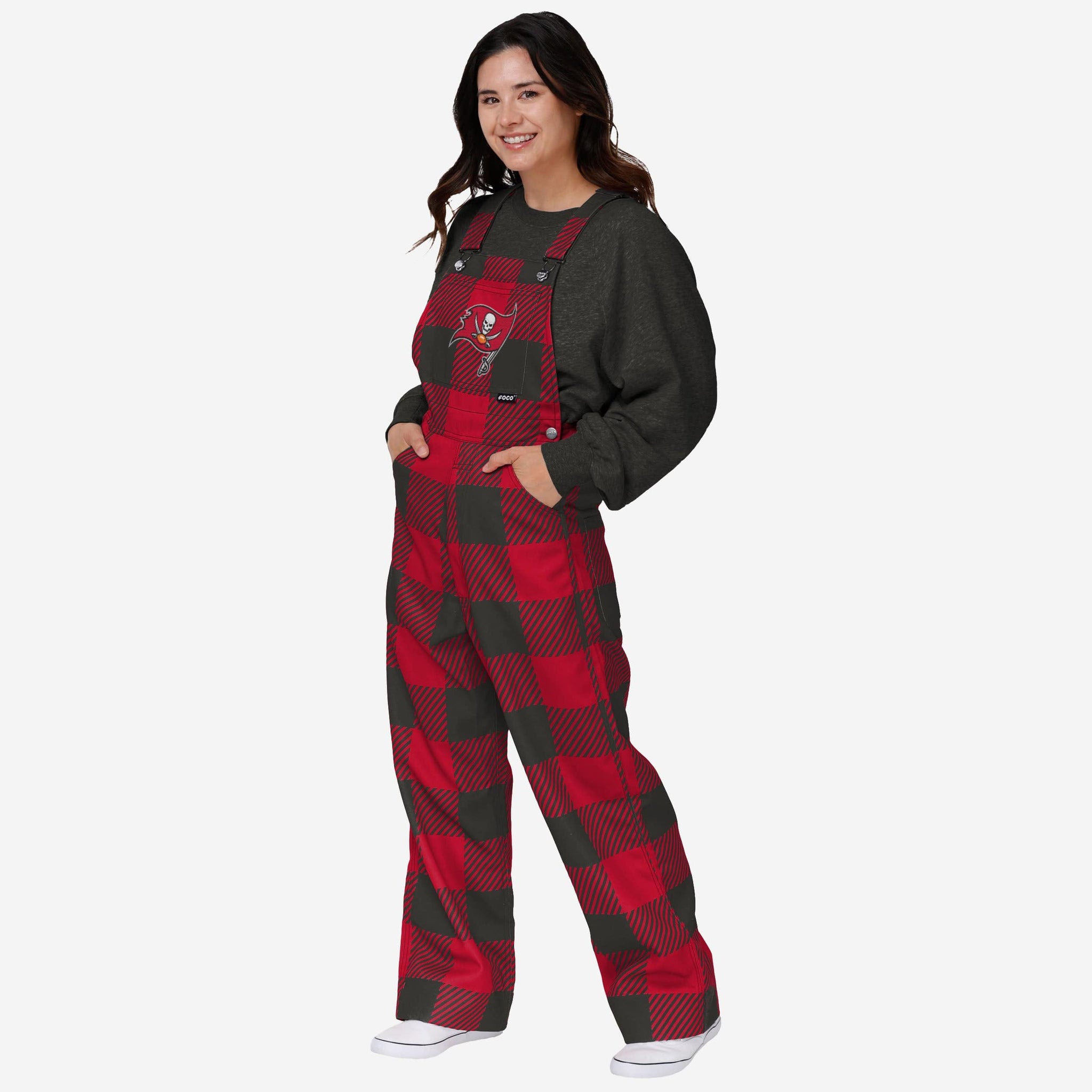 FOCO Green Bay Packers Womens Plaid Bib Overalls, Size: L