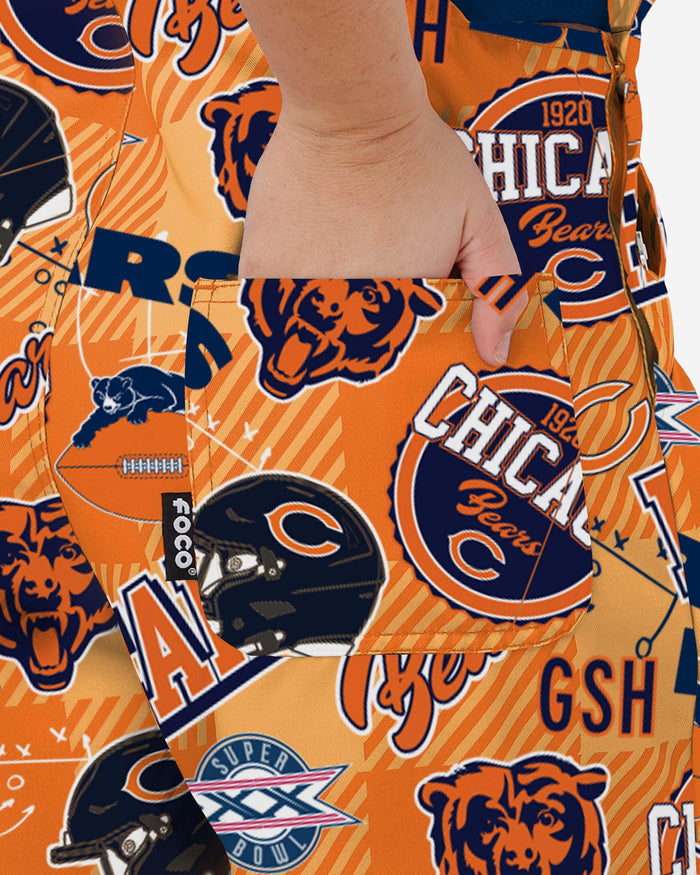 Chicago Bears Womens Historic Print Bib Overalls FOCO - FOCO.com