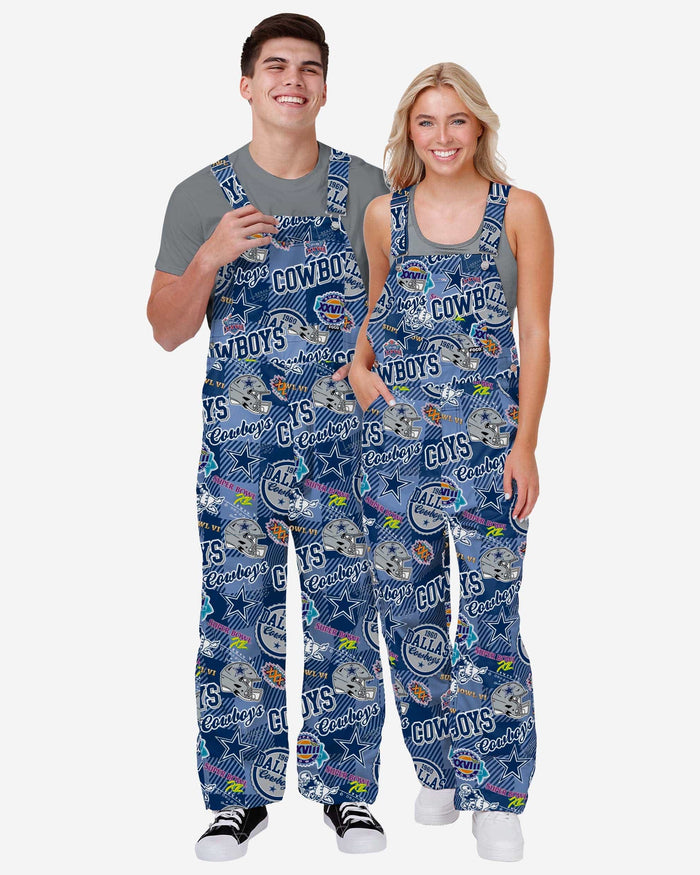 Dallas Cowboys Womens Historic Print Bib Overalls FOCO - FOCO.com