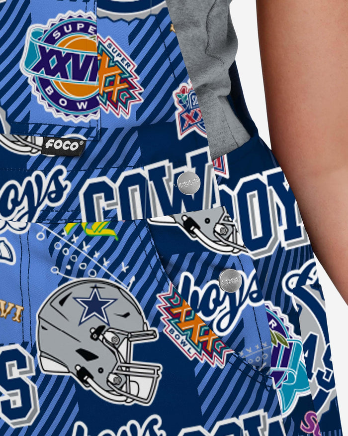 Dallas Cowboys Womens Historic Print Bib Overalls FOCO - FOCO.com