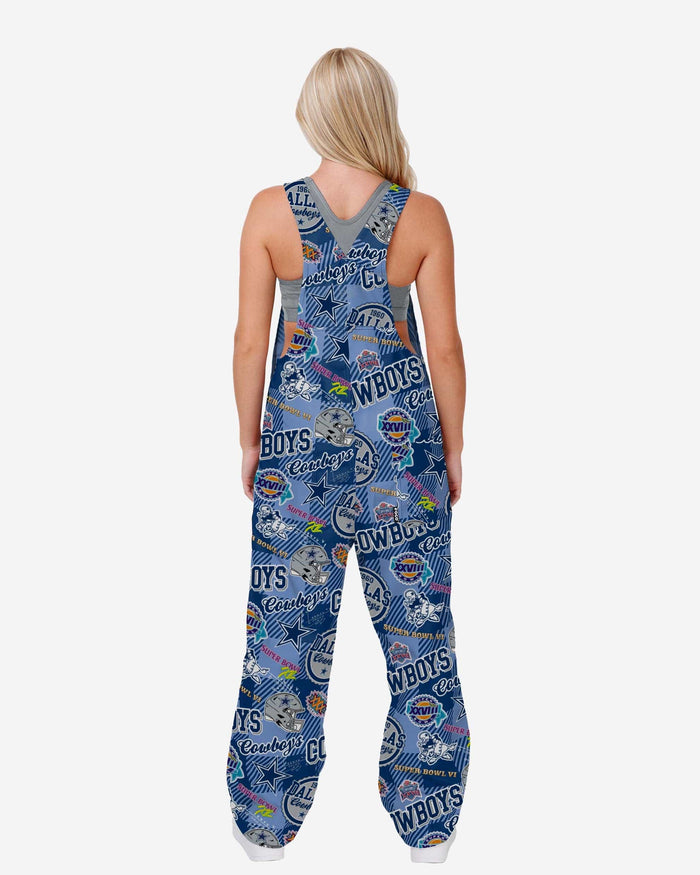 Dallas Cowboys Womens Historic Print Bib Overalls FOCO - FOCO.com