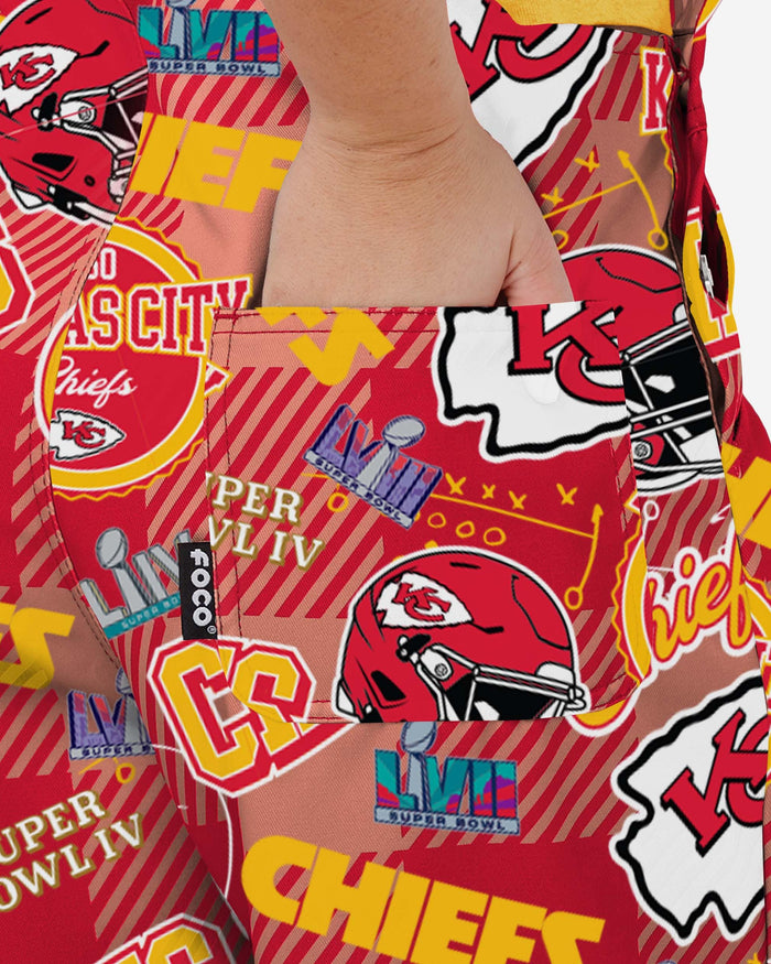 Kansas City Chiefs Womens Historic Print Bib Overalls FOCO - FOCO.com