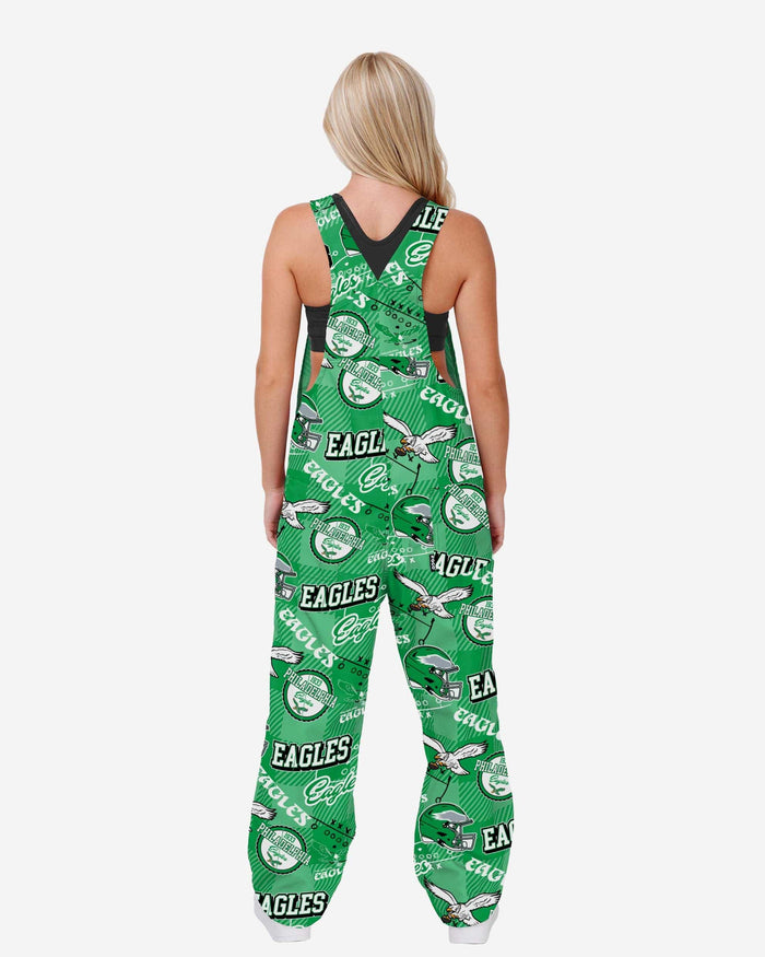 Philadelphia Eagles Womens Historic Print Bib Overalls FOCO - FOCO.com