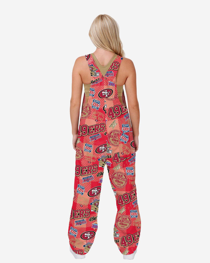 San Francisco 49ers Womens Historic Print Bib Overalls FOCO - FOCO.com