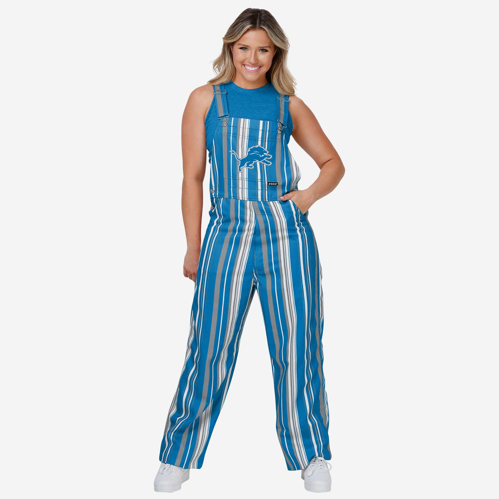 Detroit Lions Womens Hyper Stripe Bib Overalls FOCO XS - FOCO.com