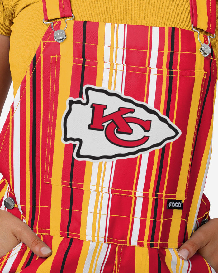 Kansas City Chiefs Womens Hyper Stripe Bib Overalls FOCO - FOCO.com