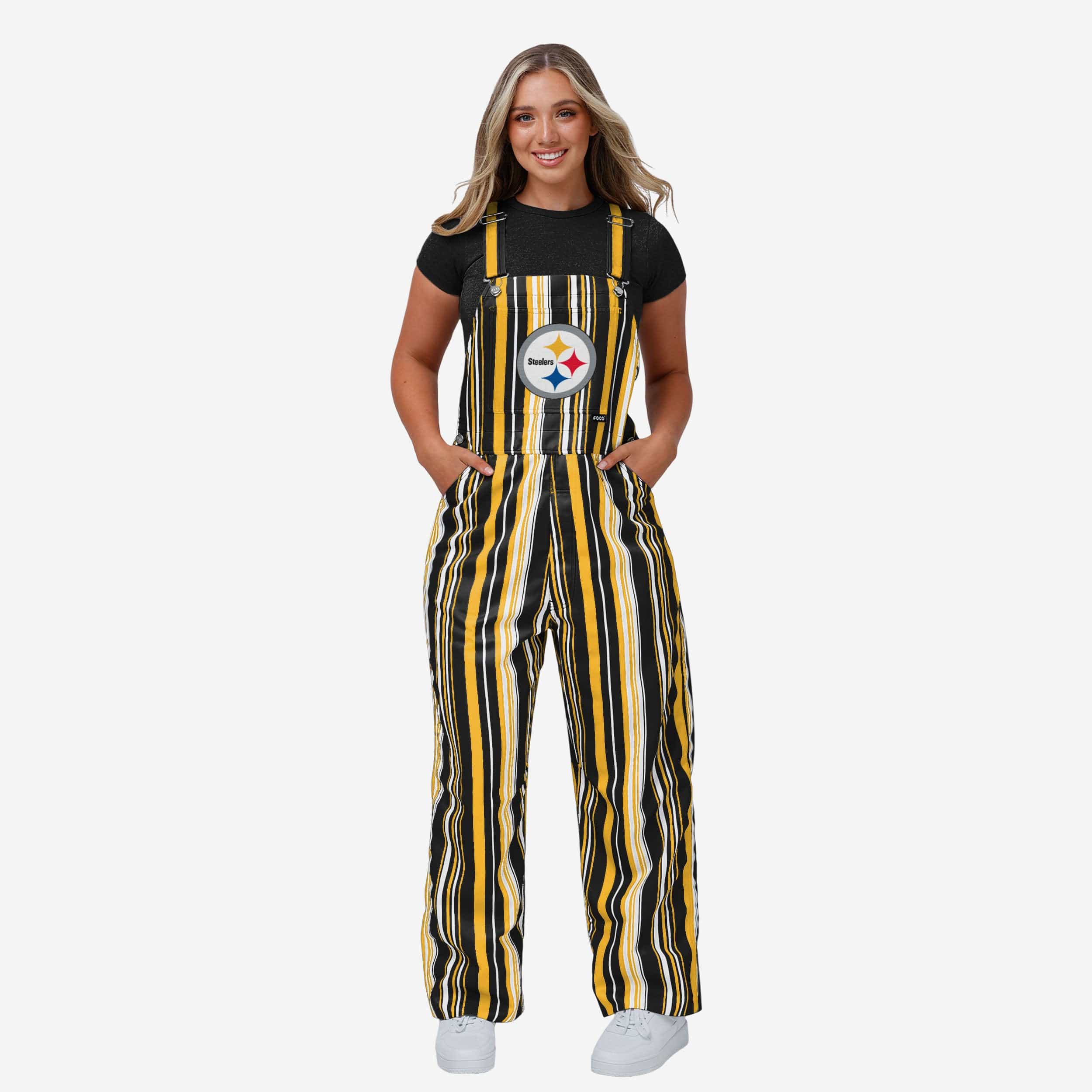 Pittsburgh Steelers Women's V-Neck Striped T-Shirt Dress