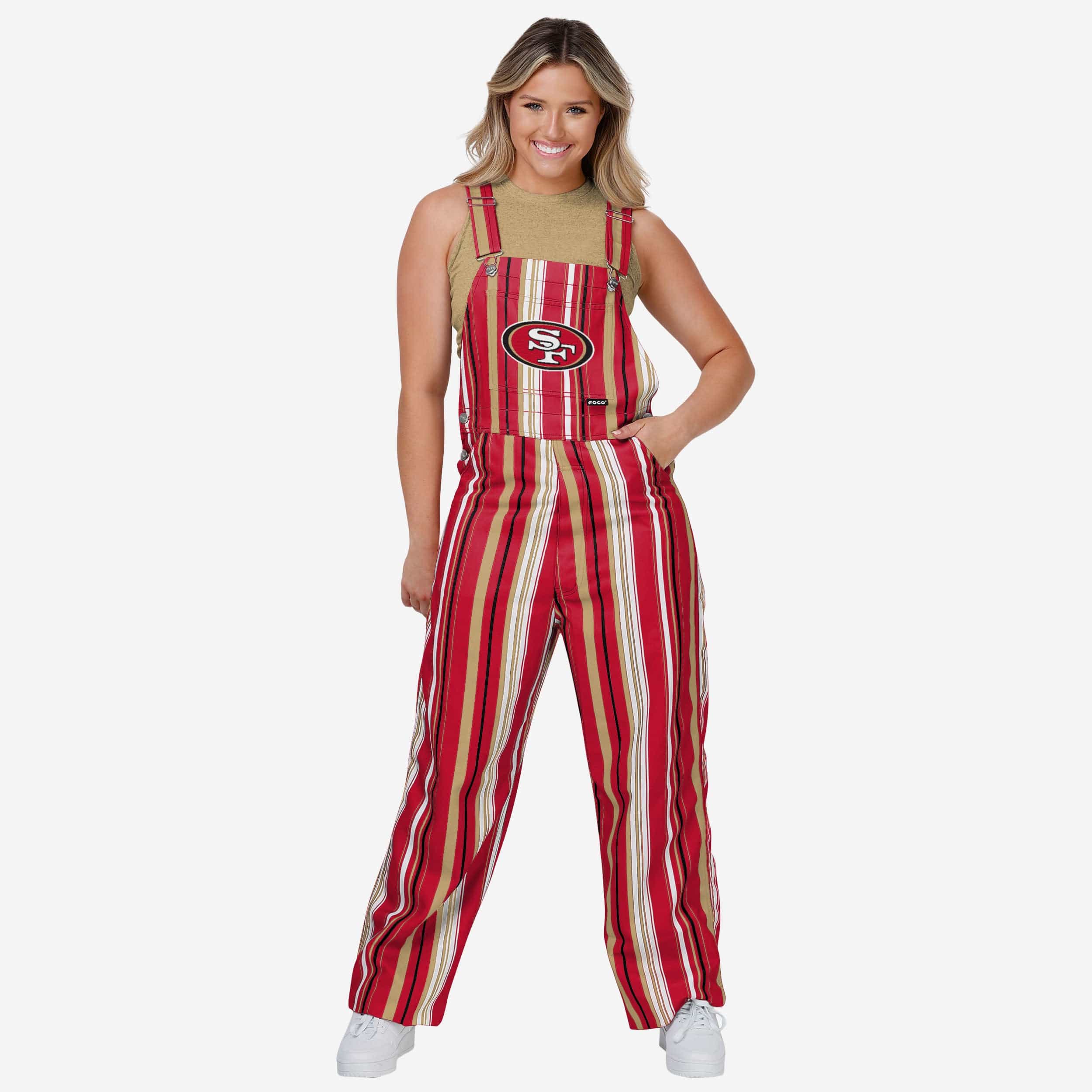 FOCO New York Giants NFL Womens Hyper Stripe Bib Overalls