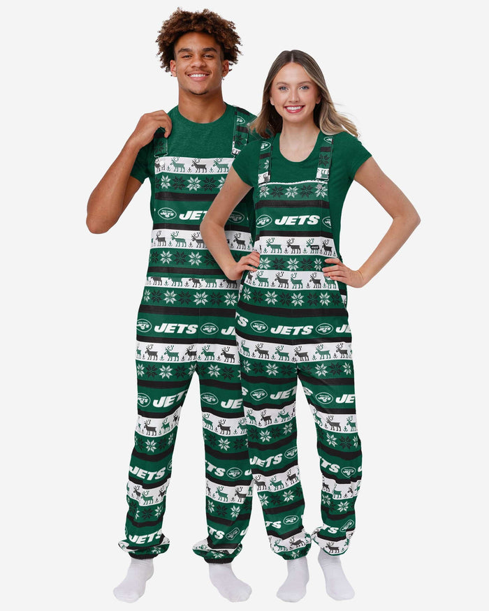 New York Jets Womens Ugly Home Gating Bib Overalls FOCO - FOCO.com