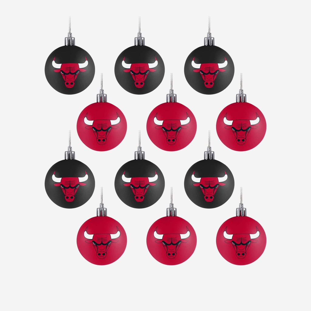 Chicago Bulls 12 Pack Plastic Ball Ornament Set FOCO - FOCO.com