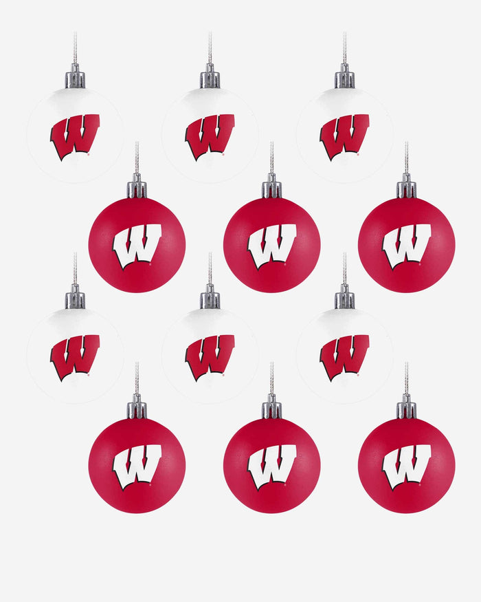 Wisconsin Badgers 12 Pack Ball Ornament Set Foco - FOCO.com